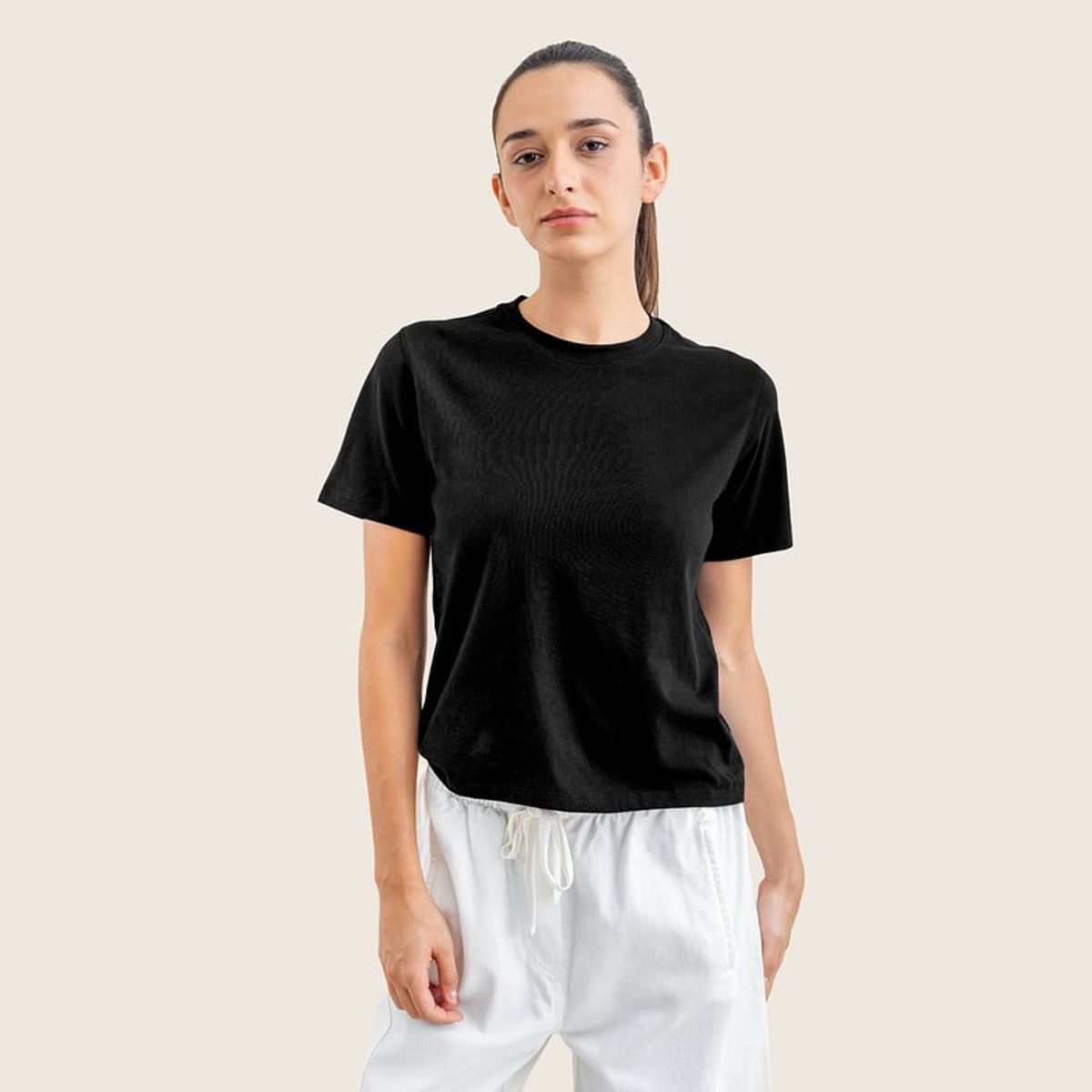 DROP THE LABEL - Polo Boxy Negro Mujer