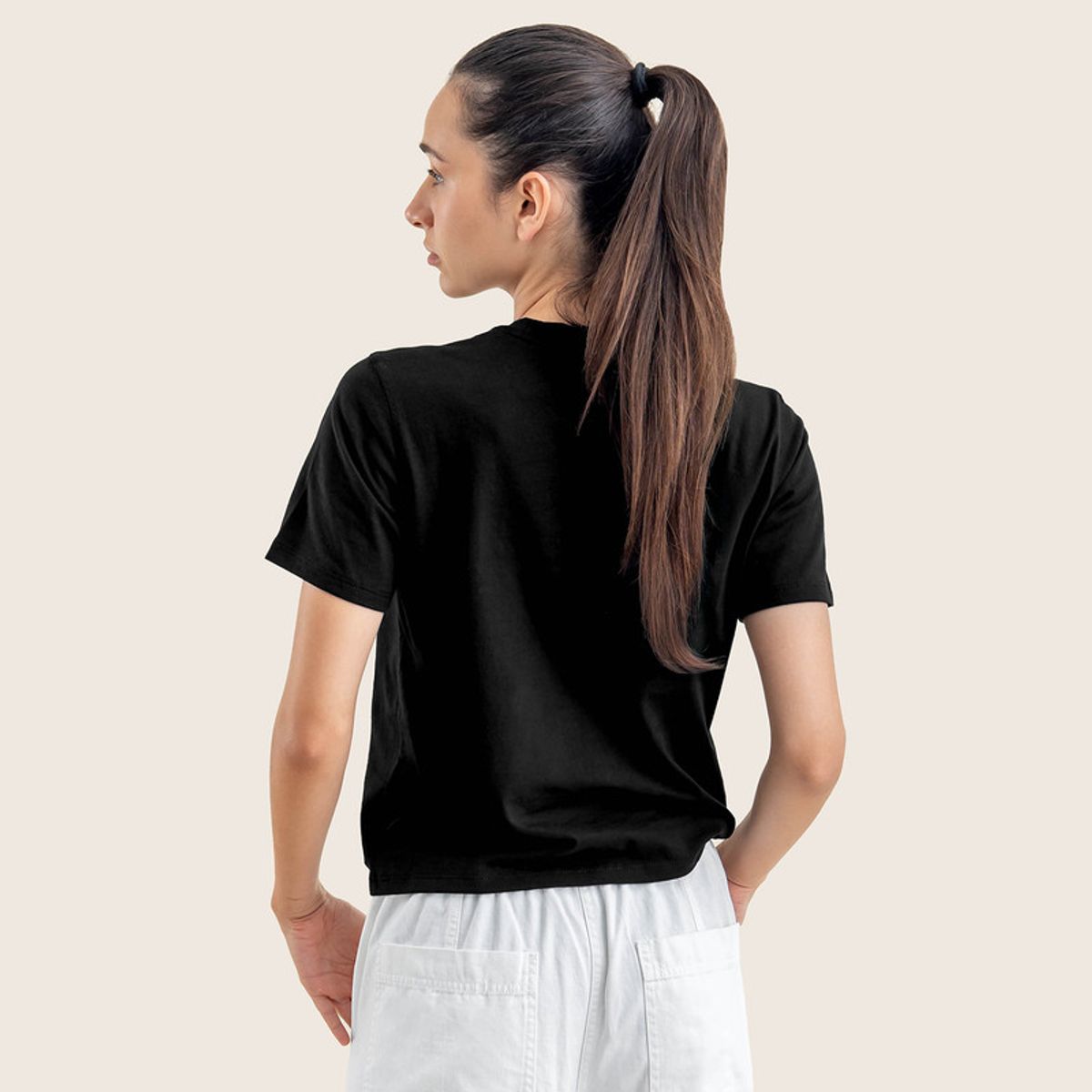 DROP THE LABEL - Polo Boxy Negro Mujer