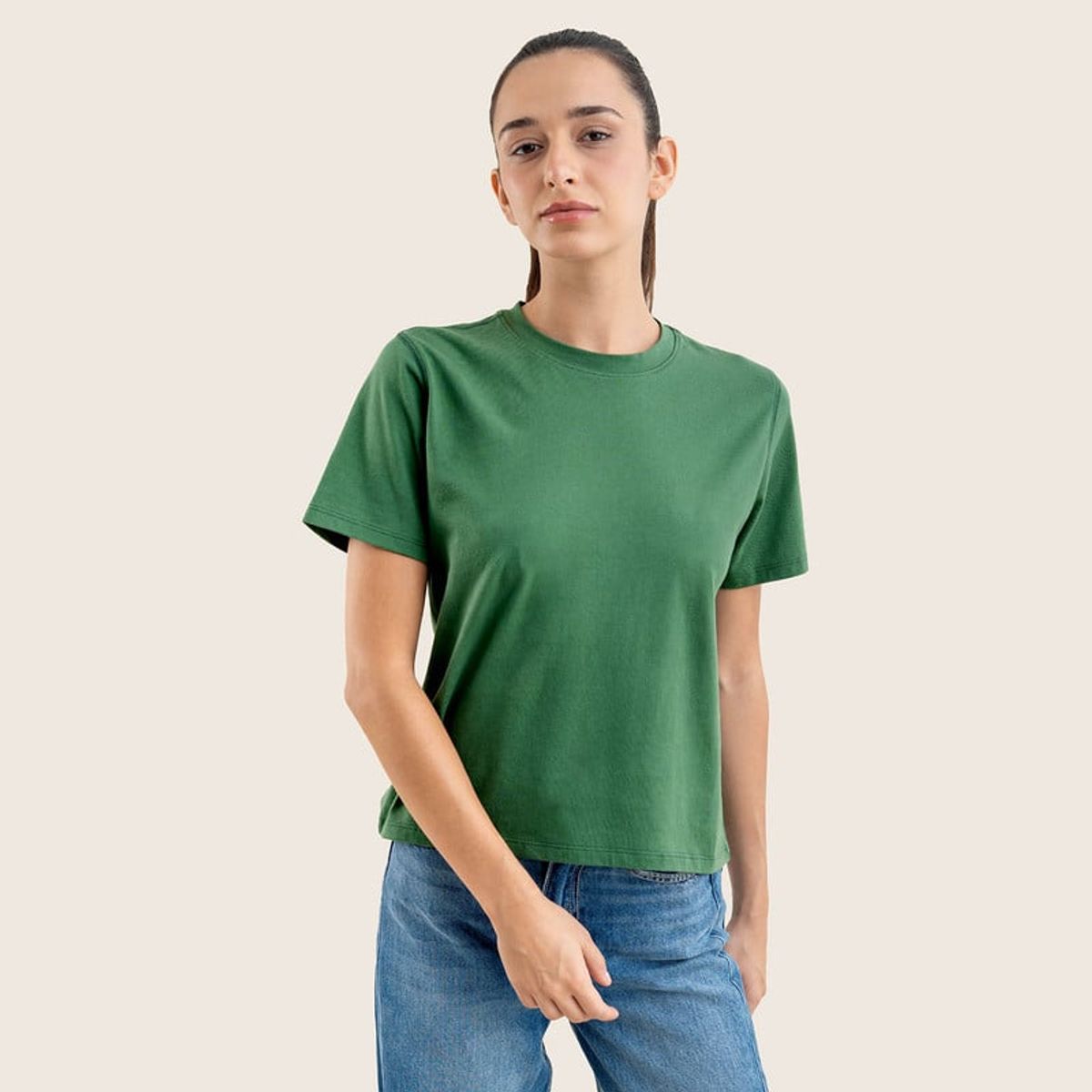 DROP THE LABEL - Polo Boxy Verde Mujer