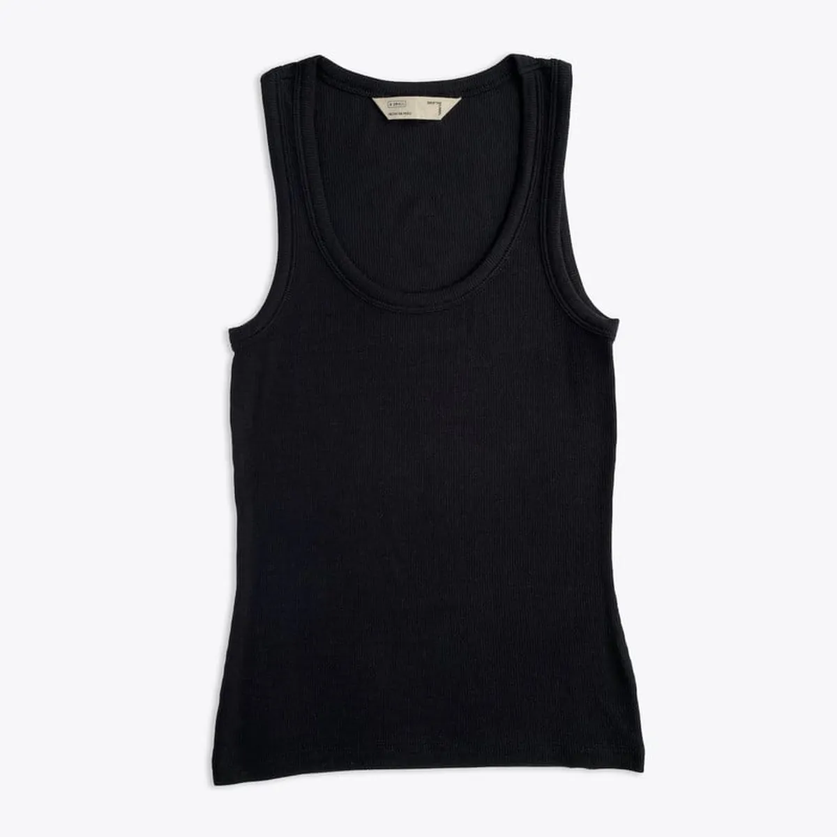 DROP THE LABEL - Tank Top Negro para Mujer Drop the Label Manga Cero Rib 2x1 Modal