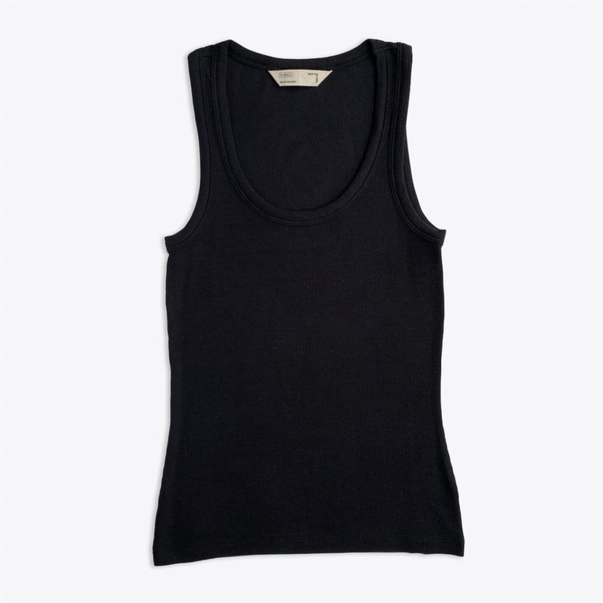DROP THE LABEL - Tank Top Negro para Mujer Drop the Label Manga Cero Rib 2x1 Modal