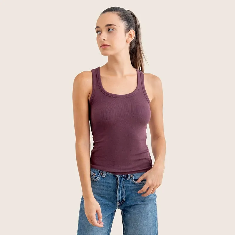 DROP THE LABEL - Tank Top Rojo Cordobés para Mujer Drop the Label Manga Cero Rib 2x1 Modal