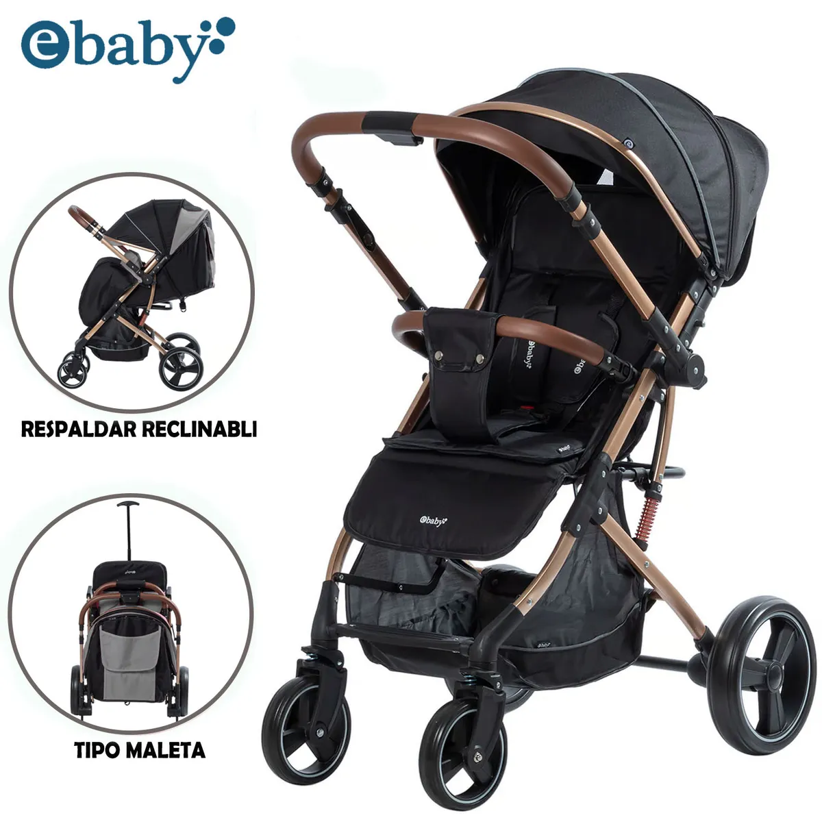 EBABY - Coche Maleta de Lujo RUDI Black