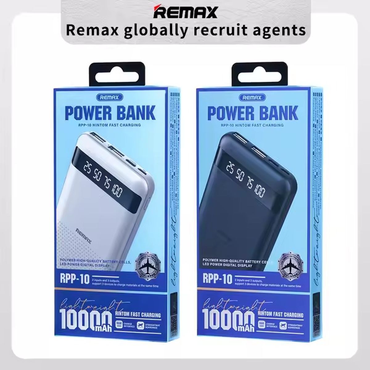 REMAX - CARGADOR PORTÁTIL  ultra Slim  10000mAh   2.4A  MODELO RPP-10 NEGRO