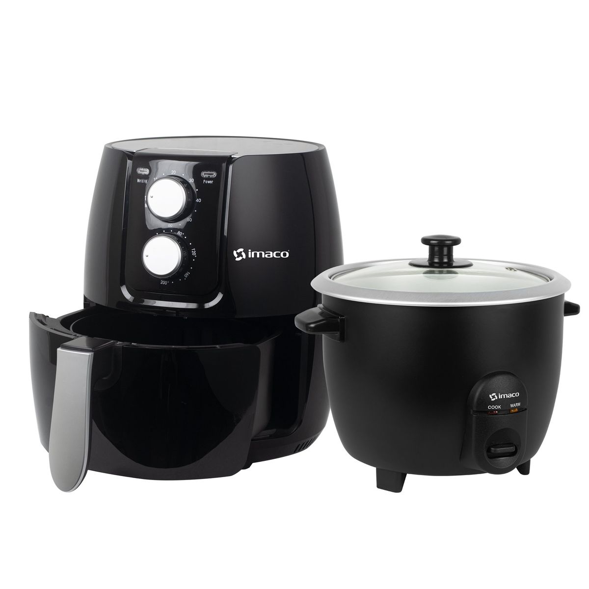 IMACO - Combo freidora de aire 2.6 litros olla arrocera 1.5l Imaco