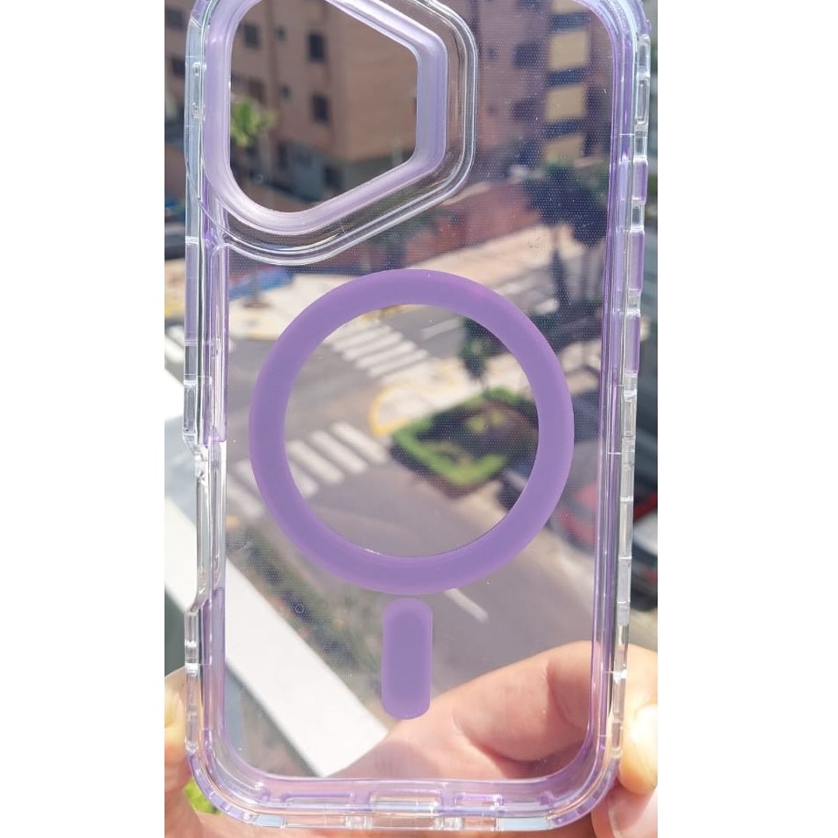 GENERICO - Case Transparente MORADO con Magsafe  para Iphone 16 - 360