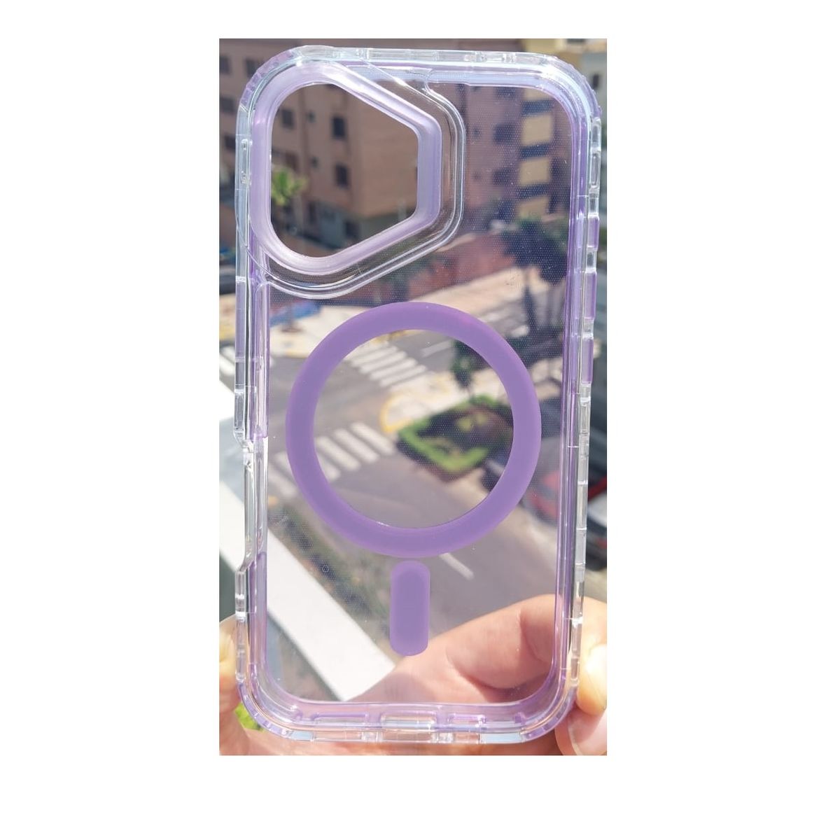 GENERICO - Case Transparente MORADO con Magsafe  para Iphone 16 - 360