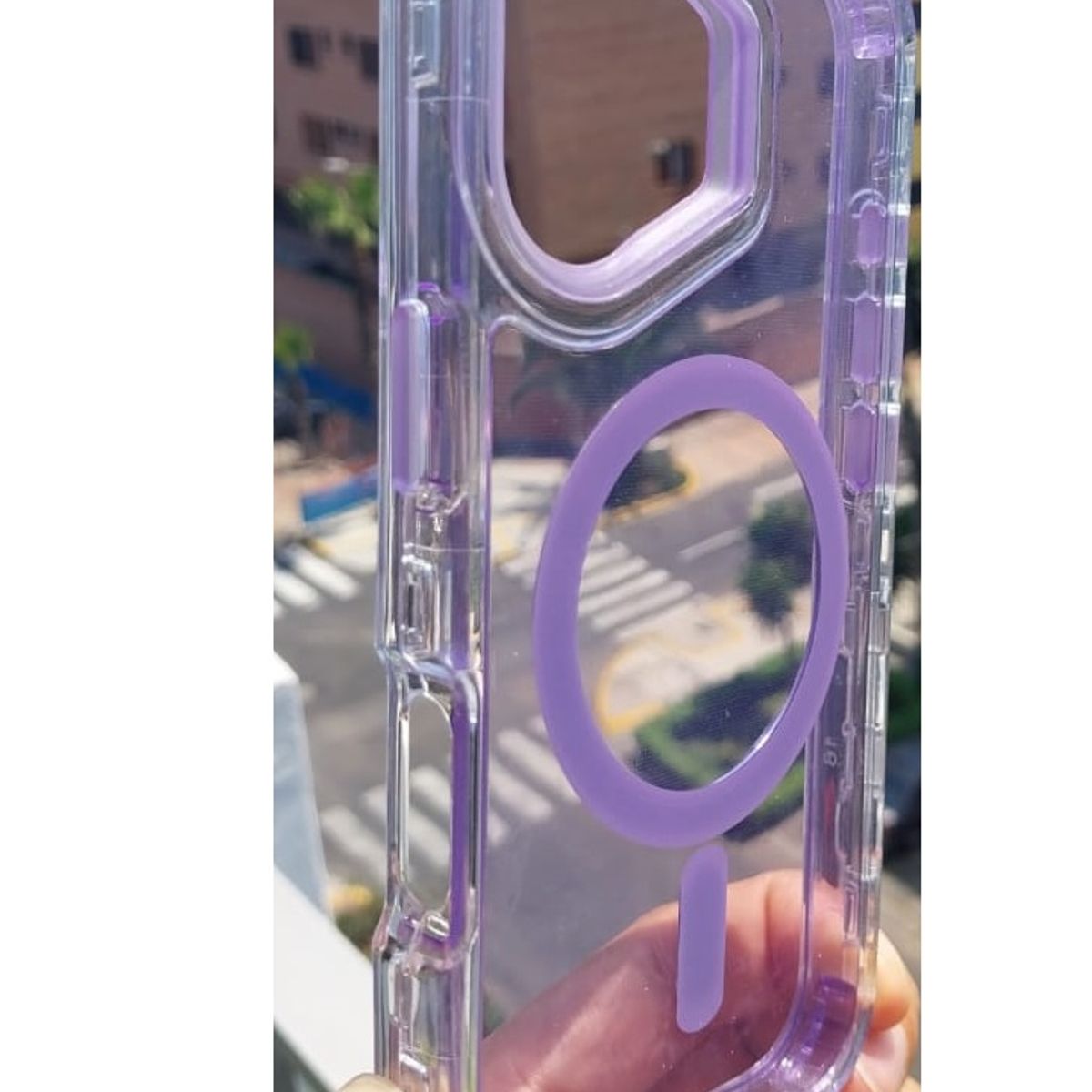 GENERICO - Case Transparente MORADO con Magsafe  para Iphone 16 - 360