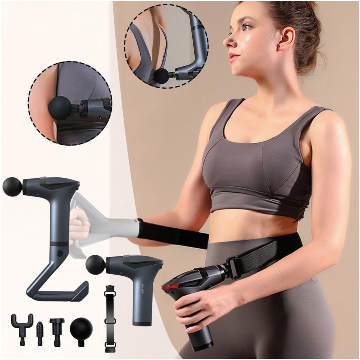 TOP GUN - Pistola de Masaje 3 en 1 Profesional Digital incluye Asa y Cinturon