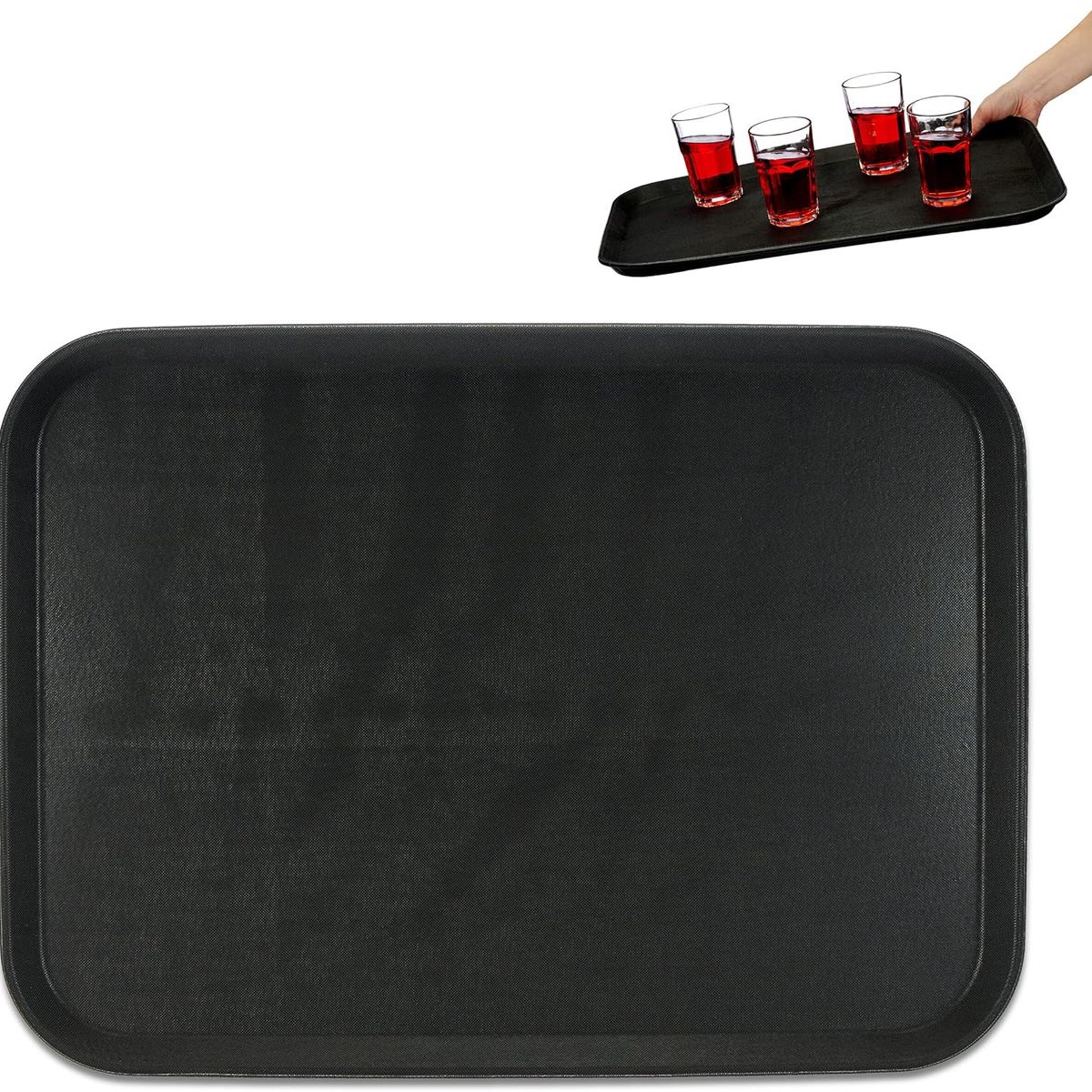 GENERICO - Azafate antideslizante bandeja 45x35 cm negro