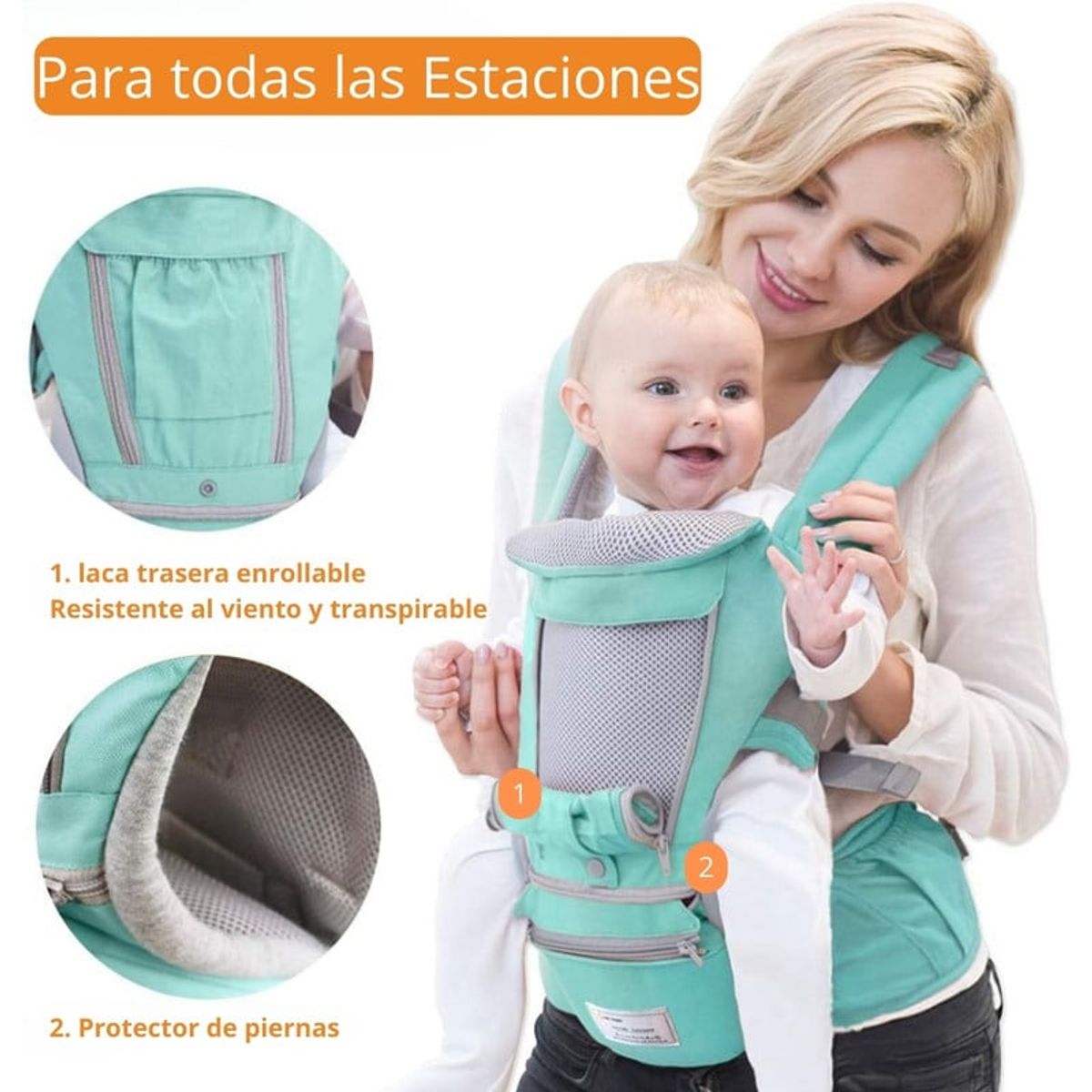 PENTHA - Canguro Ergonómico para Bebé 3 en 1 Color Verde