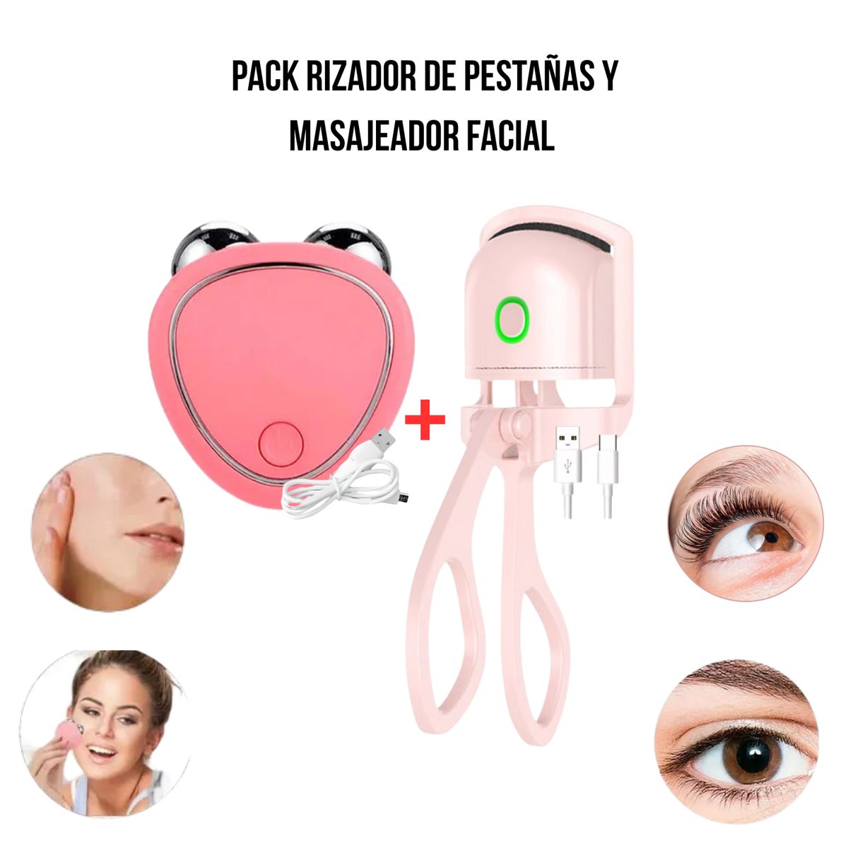 ROHS - Pack Total Belleza Rizador de Pestañas + Masajeador Facial Recargable