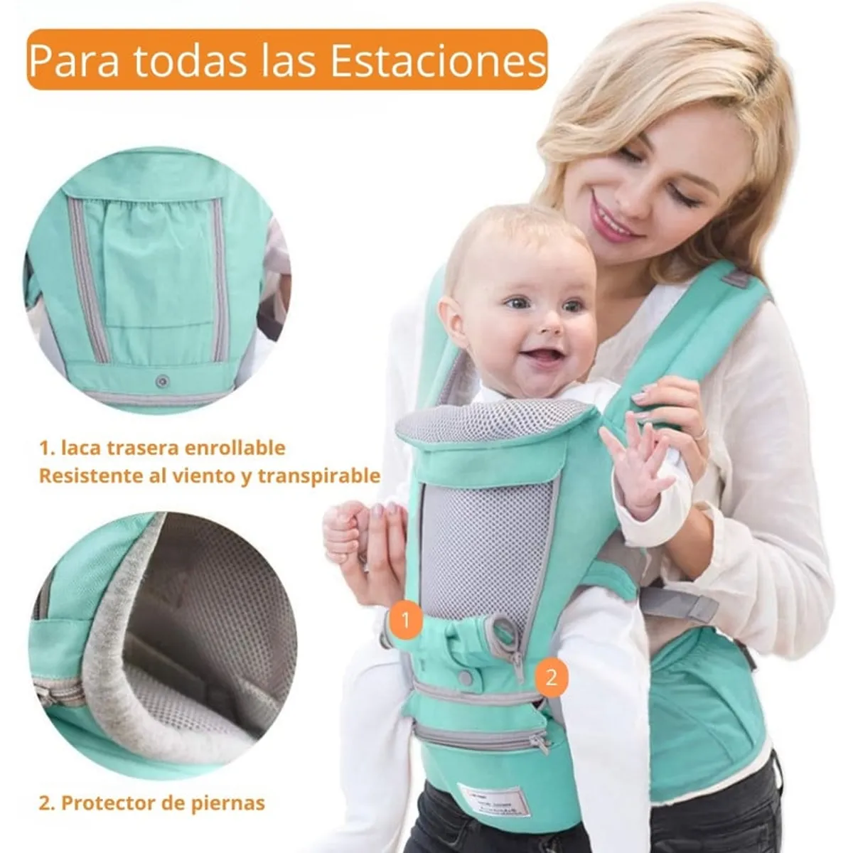 PENTHA - Canguro Ergonómico para Bebé 3 en 1 Color Verde
