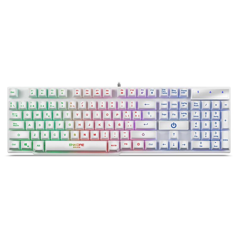 ENKORE - Teclado Gamer Raimbow Blanco Brain - ENK 603W