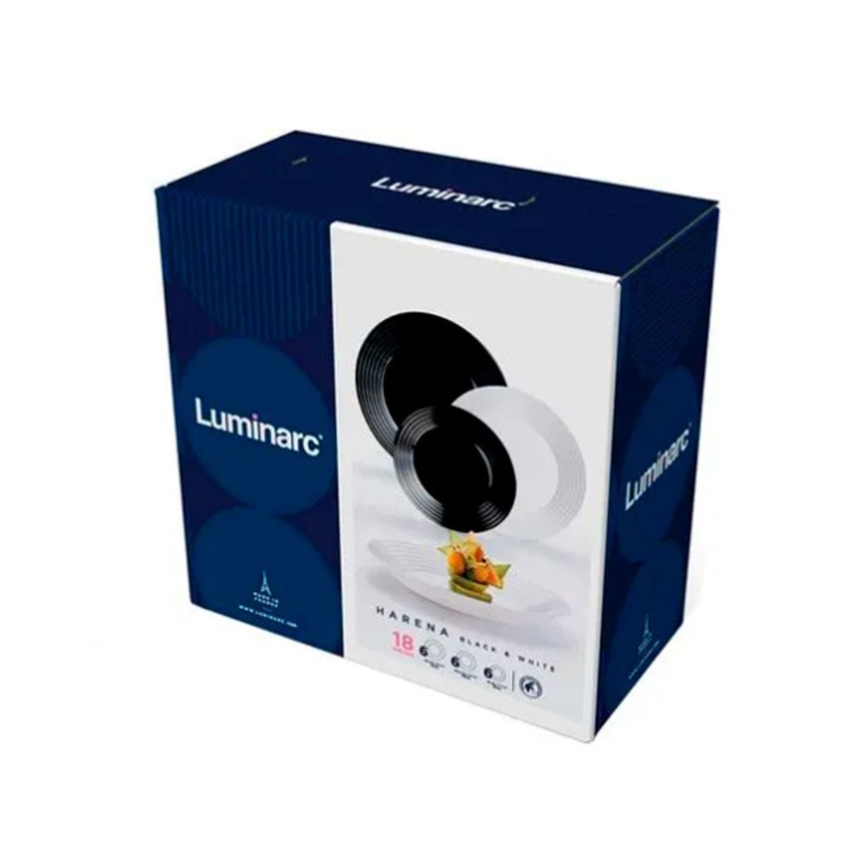 LUMINARC - Vajilla Luminarc Blanco negro Harena x 18 Pza 10092 N1518