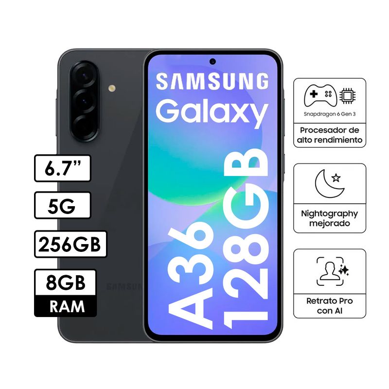 SAMSUNG - Celular Samsung Galaxy A36 5G 8GB RAM 256GB Negro