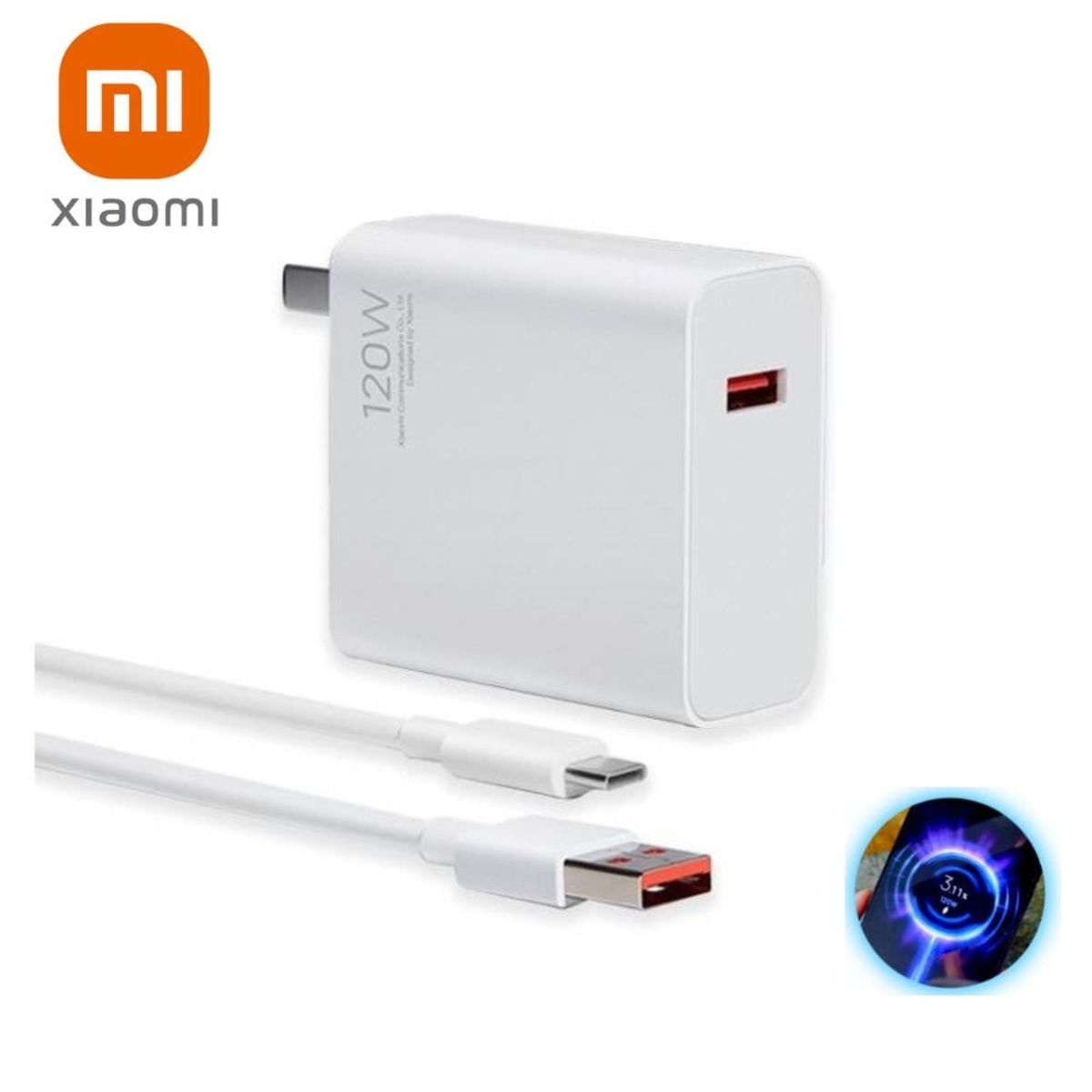 GENERICO - Cargador 120w Carga Rápida Compatible Con Xiaomi + Segundero Decimal