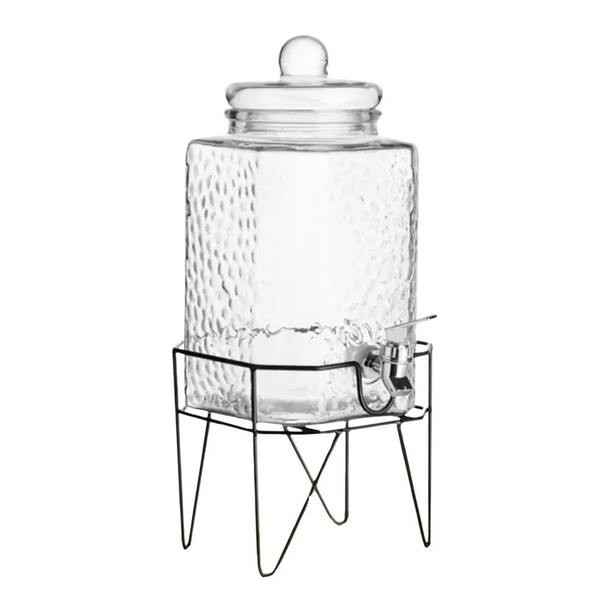 ICHIMATSU - DISPENSADOR DE VIDRIO MARTILLADO DE 10 LT CON RACK ICHIMATSU