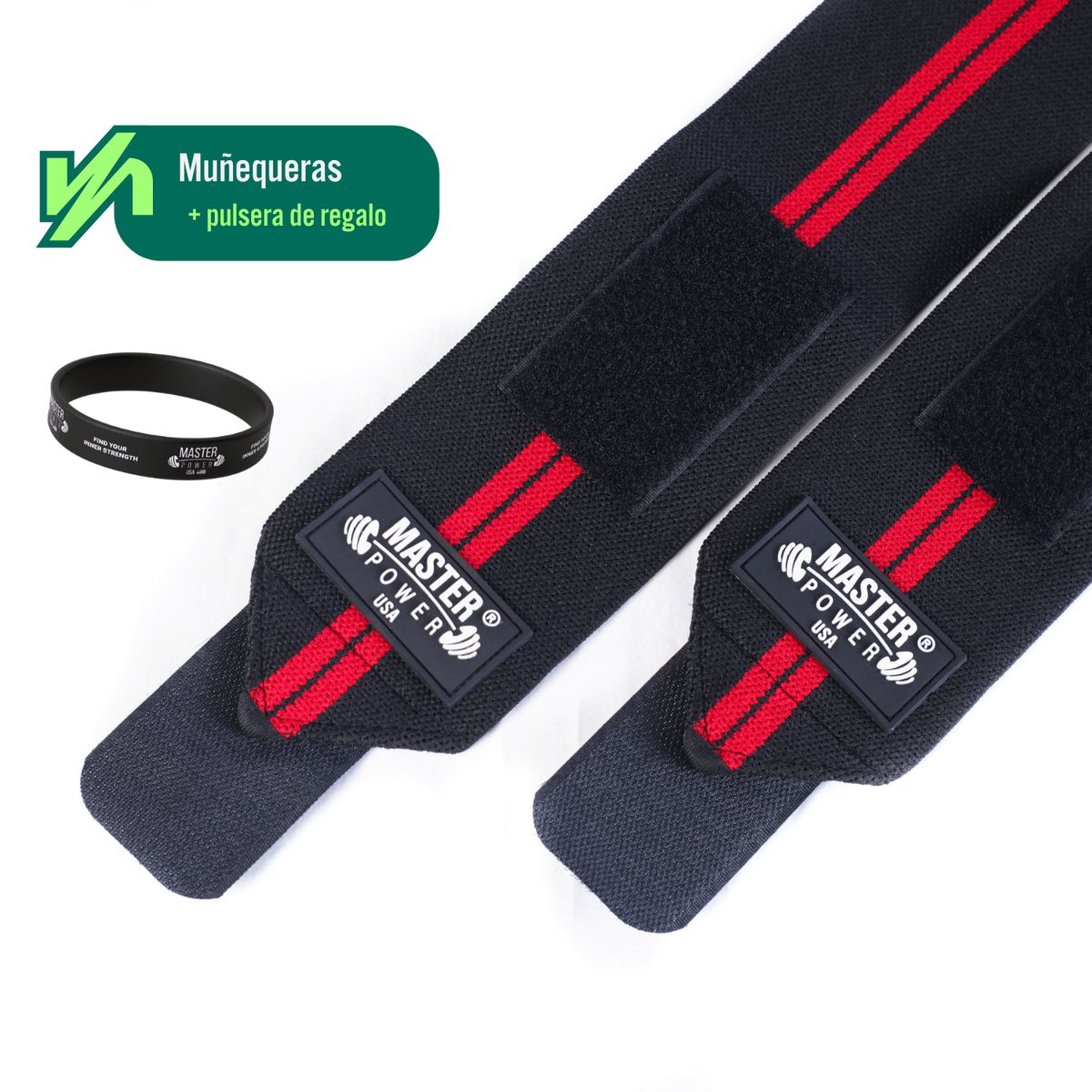 MASTERPOWER - MUÑEQUERAS DEPORTIVAS - MASTER POWER - ROJO CON NEGRO