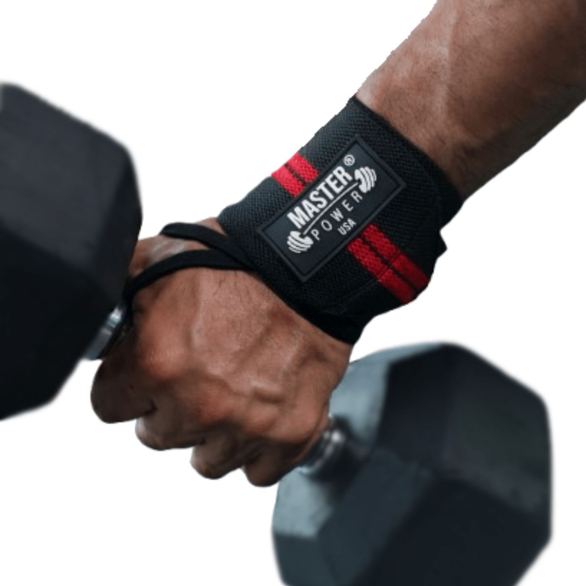 MASTERPOWER - MUÑEQUERAS DEPORTIVAS - MASTER POWER - ROJO CON NEGRO