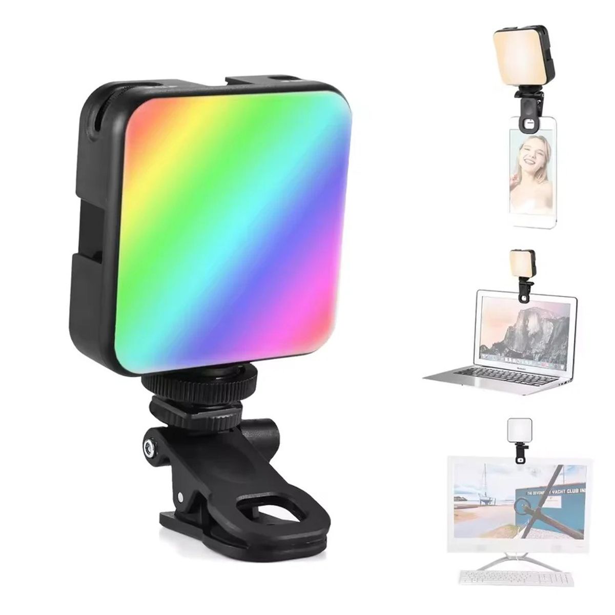 OEM - Luz Led RGB Recargable AY-83 Con Soporte Clip Celular Camaras