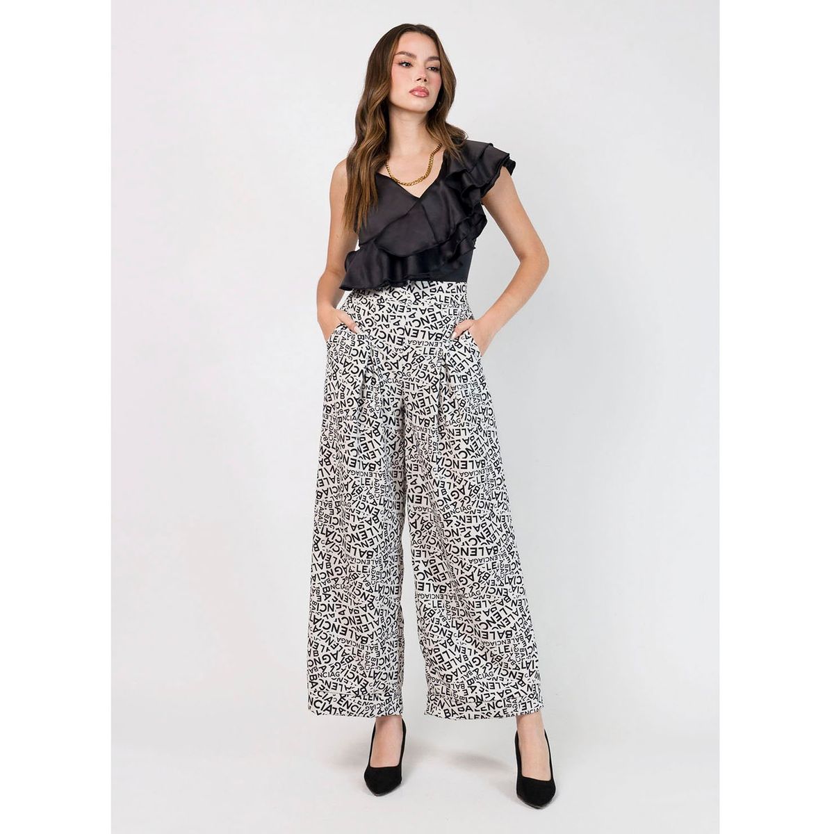 DOLCATTA - Pantalón Palazzo Balenciaga - White Color - Dolcatta