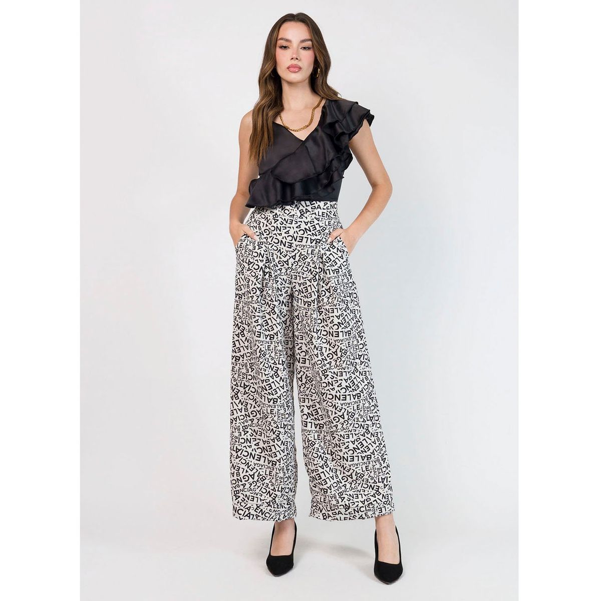 DOLCATTA - Pantalón Palazzo Balenciaga - White Color - Dolcatta