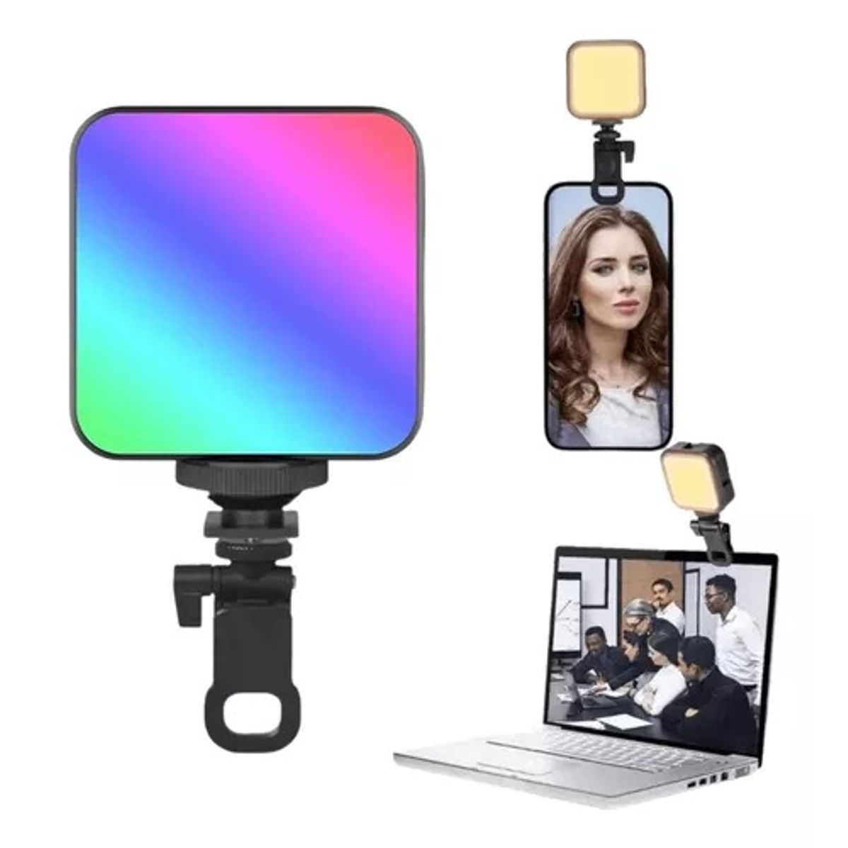 OEM - Luz Led RGB Recargable AY-83 Con Soporte Clip Celular Camaras