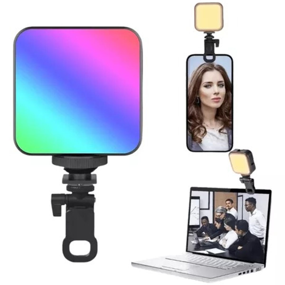 OEM - Luz Led RGB Recargable AY-83 Con Soporte Clip Celular Camaras