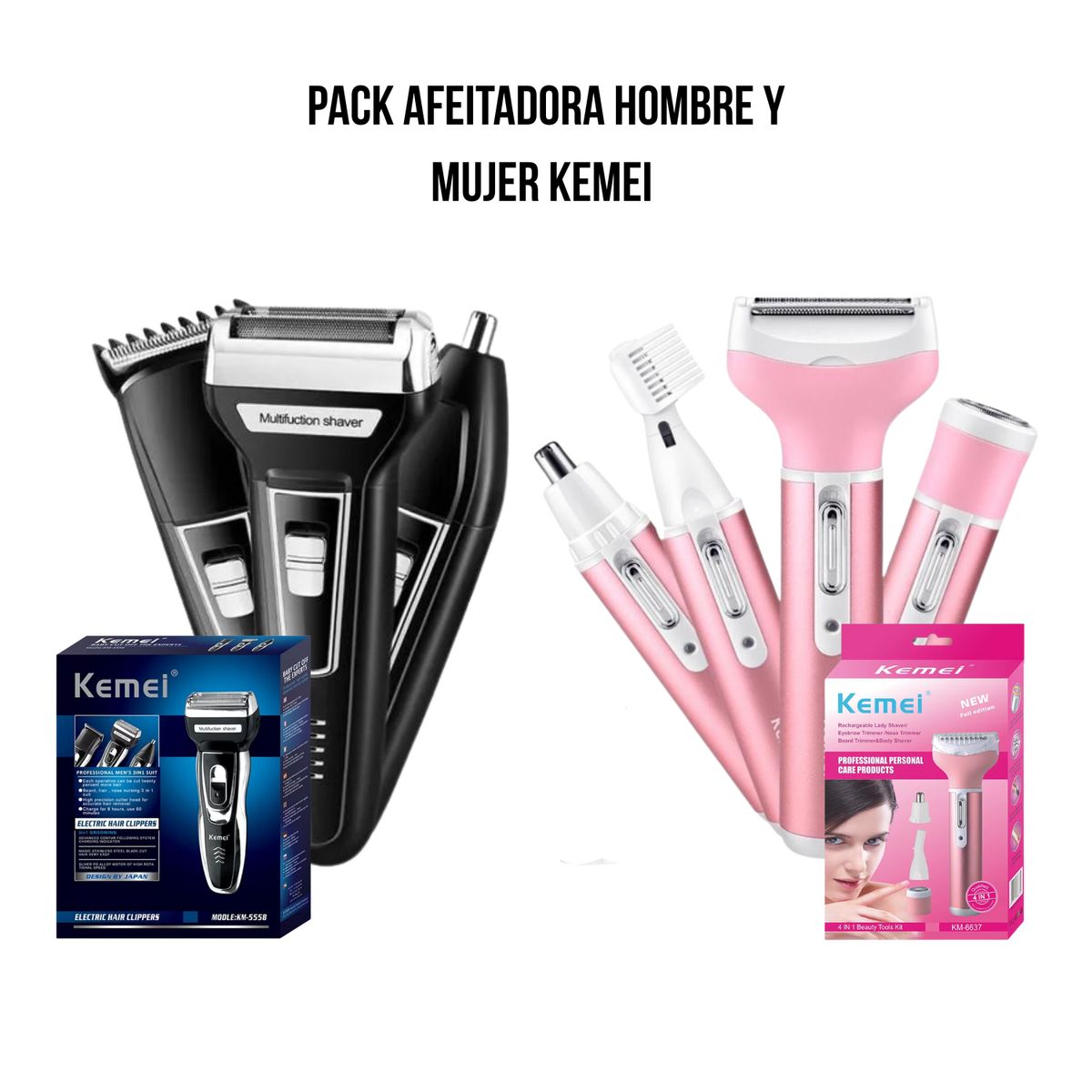 ROHS - Pack Afeitadora Kemei para Hombre y Mujer Belleza y Estilo para Todos