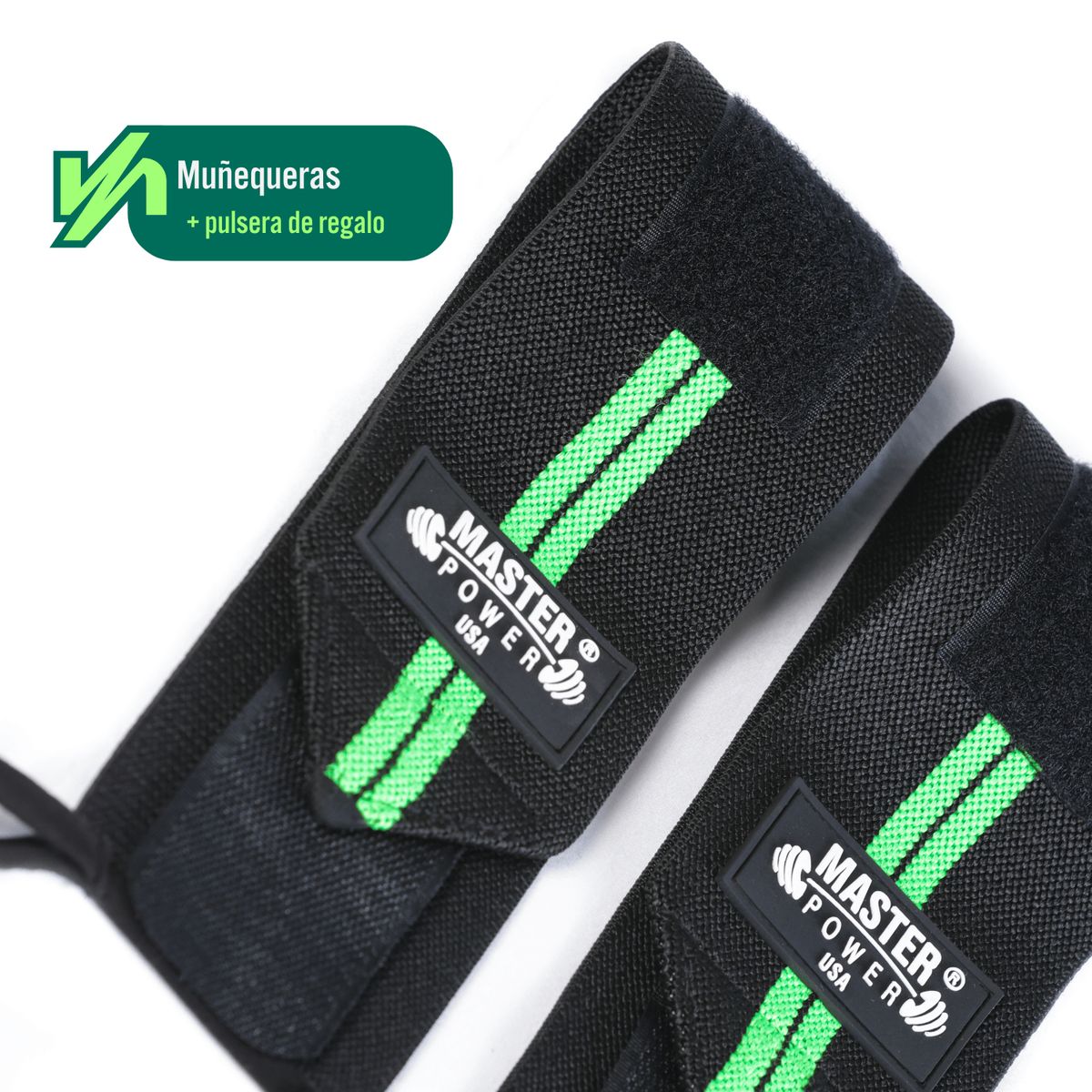 MASTERPOWER - MUÑEQUERAS DEPORTIVAS - MASTER POWER - VERDE CON NEGRO