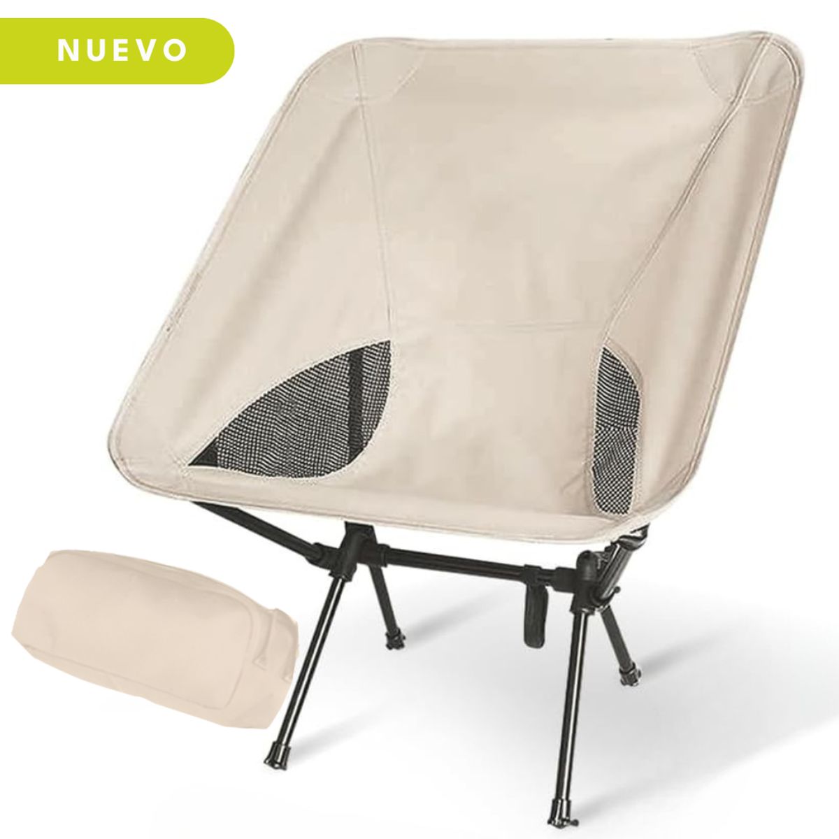 MINARI - Silla de Camping Picnic Playa Portátil Plegable Crema C32