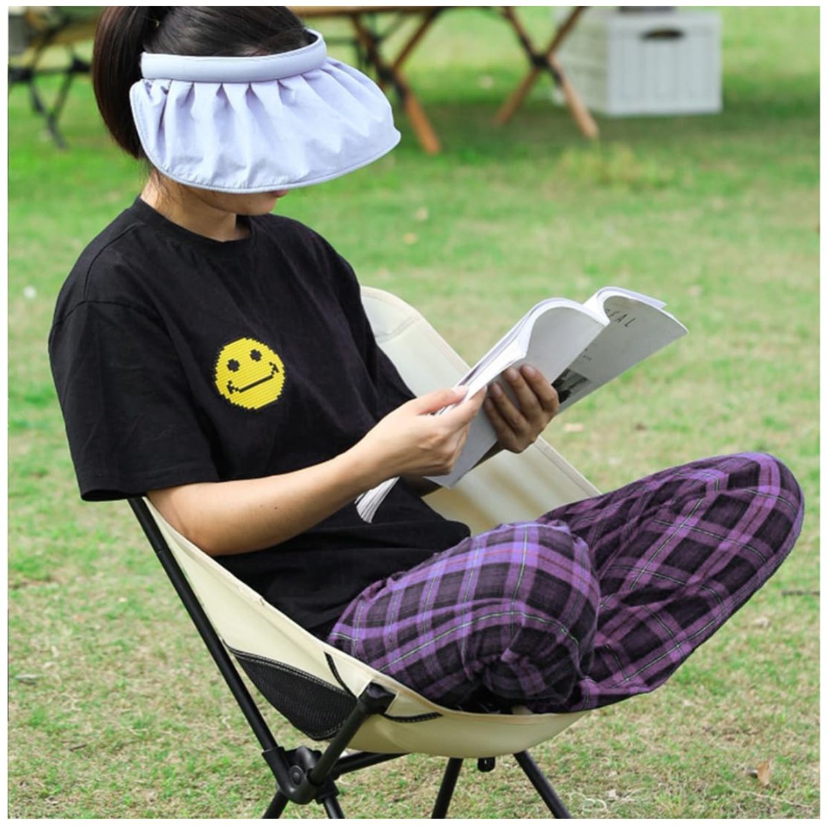 MINARI - Silla de Camping Picnic Playa Portátil Plegable Crema C32