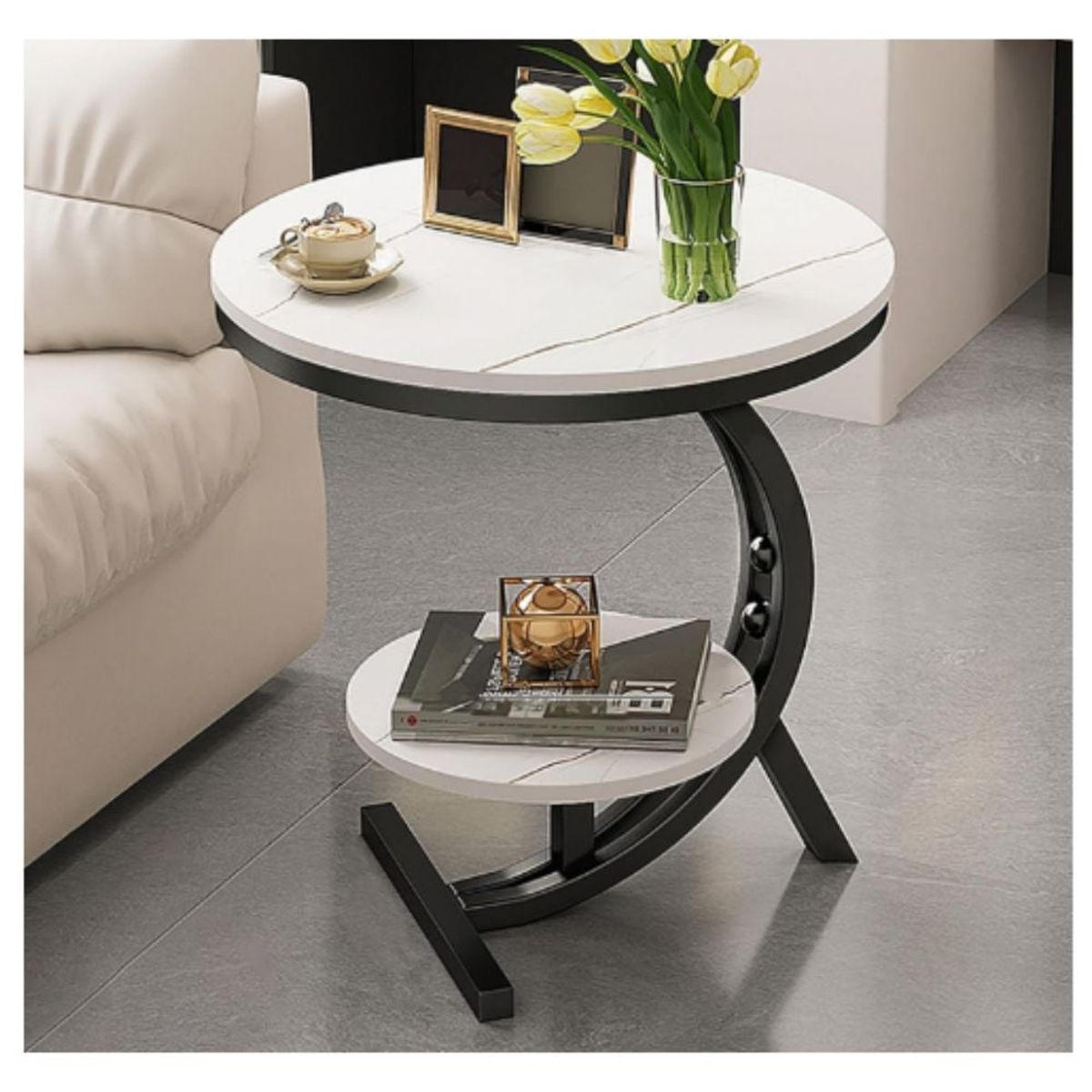 GENERICO - Mesita de Noche Redonda Moderna Minimalista Premium