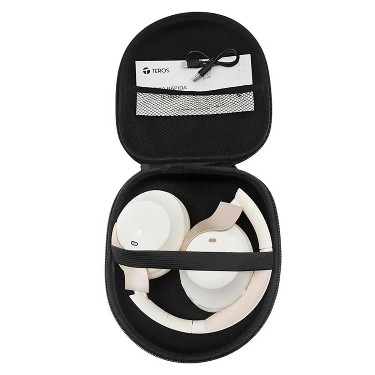TEROS - Auriculares ANC TEROS TE-8033WP Bluetooth  45h USB-C Blanco Oro Rosa
