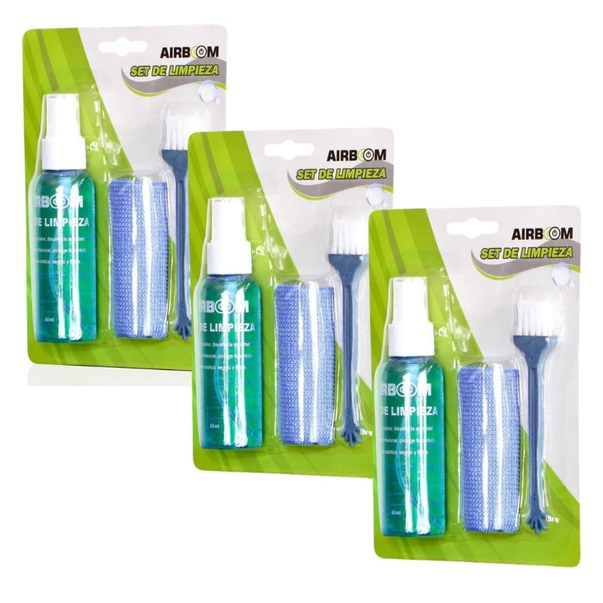 AIRBOOM - Pack por 3 de Kit Limpieza Multiuso AB C3 Laptop Monitores Celulares