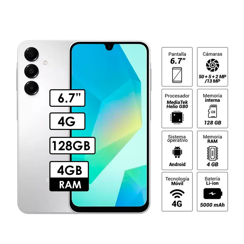 SAMSUNG - Celular Samsung Galaxy A16 4GB RAM 128GB Gris