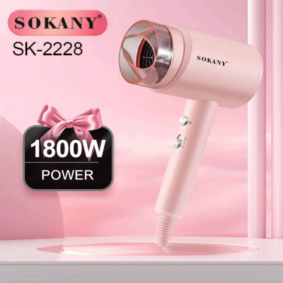 SOKANY - SOKANY Secadora de Cabello 1800W  Ideal para Viajes