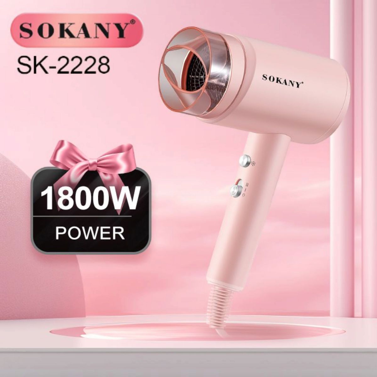 SOKANY - SOKANY Secadora de Cabello 1800W  Ideal para Viajes