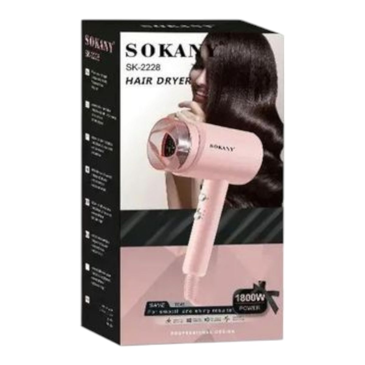 SOKANY - SOKANY Secadora de Cabello 1800W  Ideal para Viajes