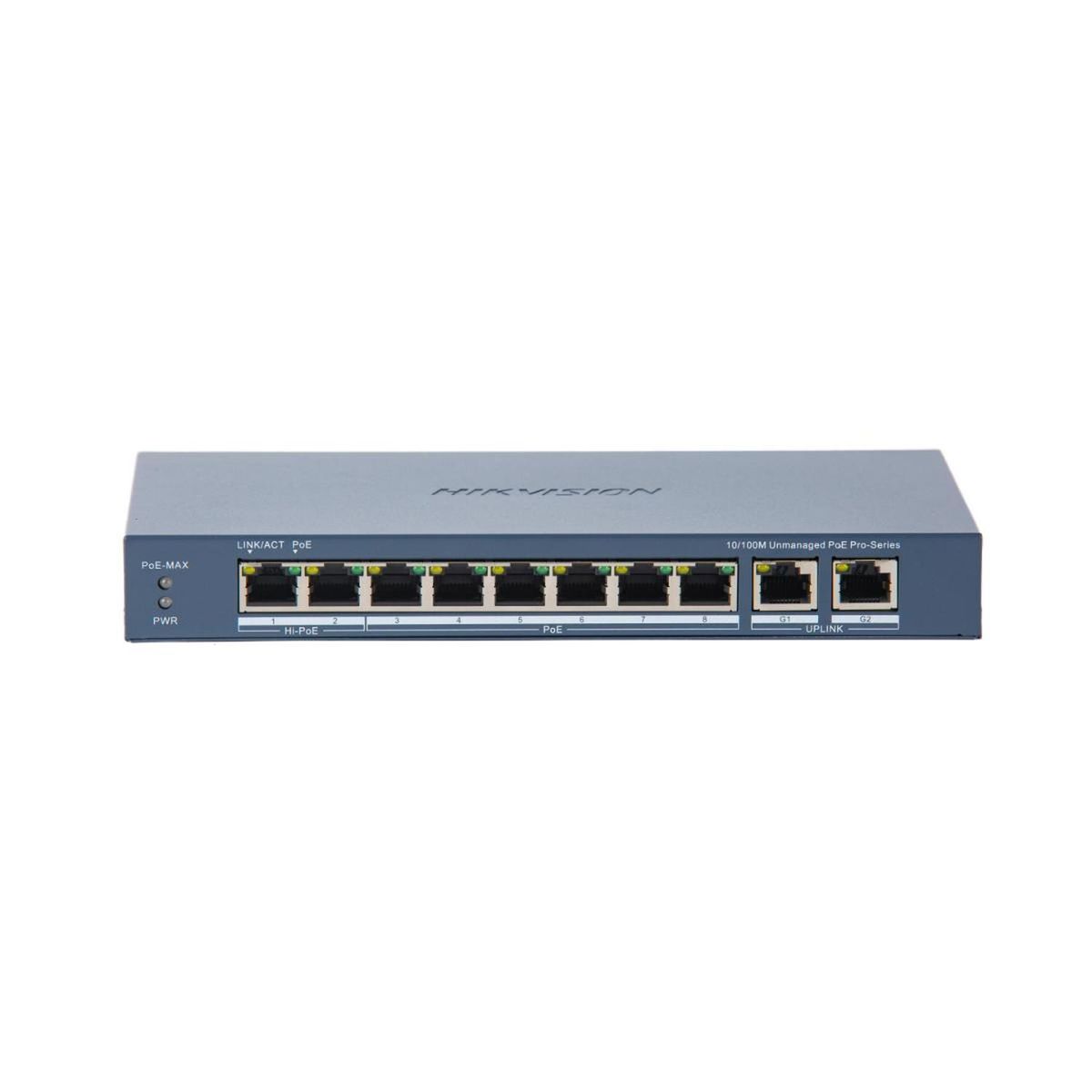 HIKVISION - Switch Hikvision Fast Ethernet Hikvision 8 Port Poe + 2 UPLINK DS-3E0310HP-E