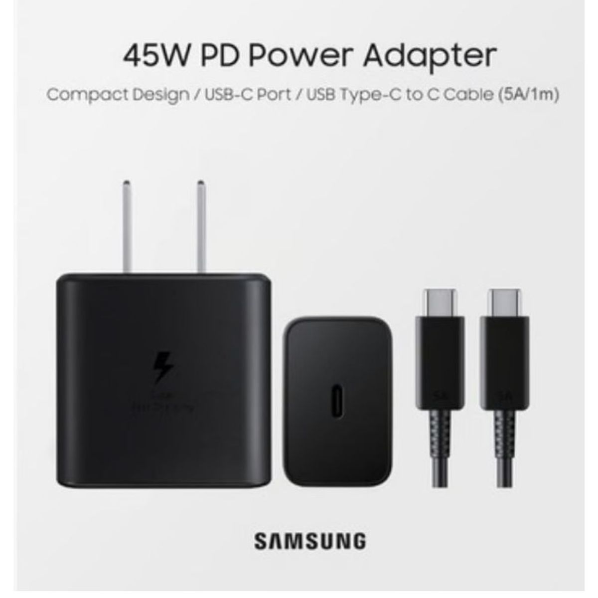 GENERICO - CARGADOR 45W USB-C A USB-C PARA SAMSUNG OTROS CALIDAD NEGRO 45W CALIDAD A1