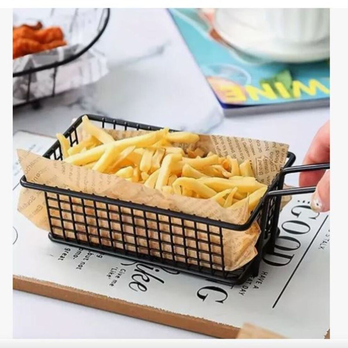 GENERICO - 6 Cesta Medianas  para freir Papas fritas  Porciones de Snack