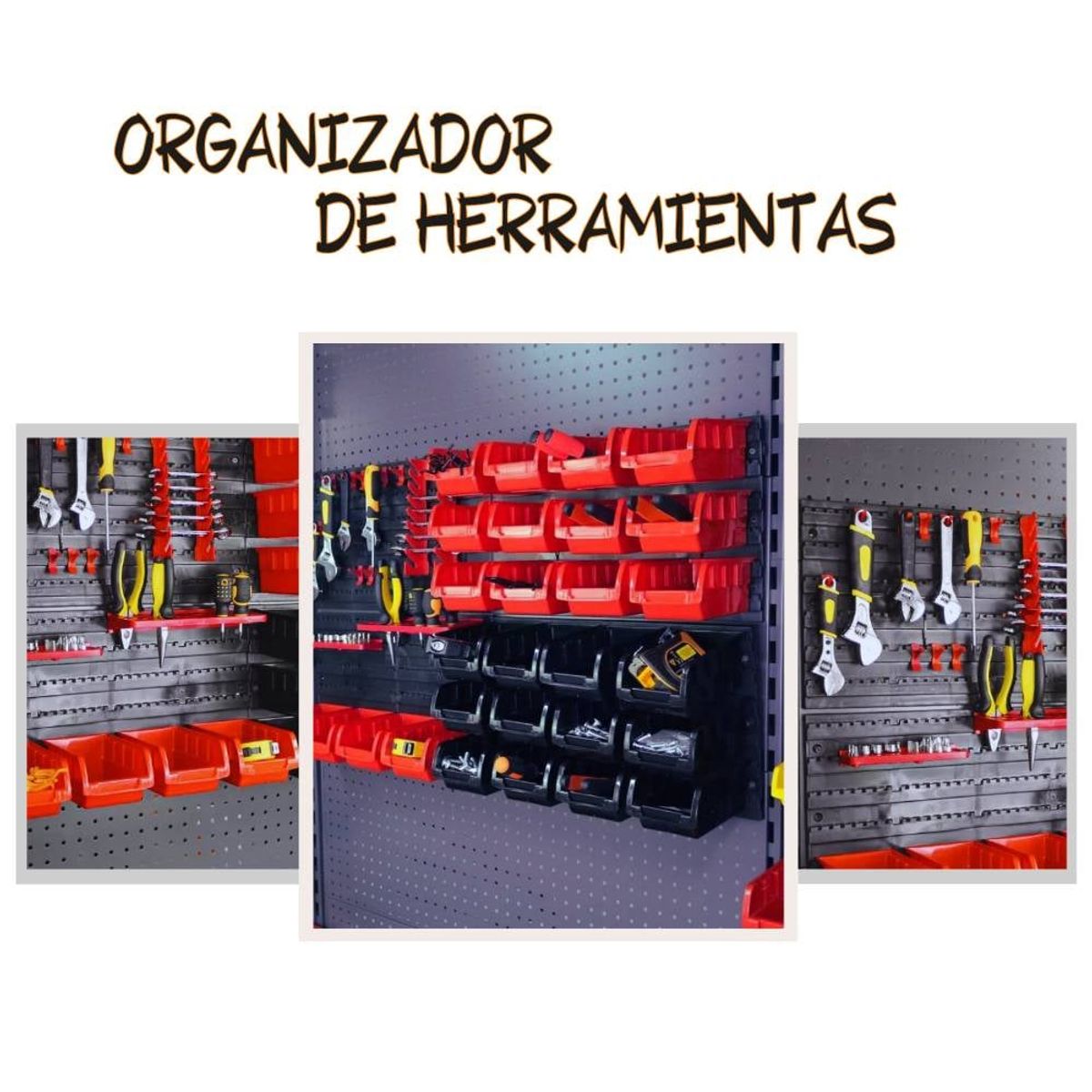 SHEEPBUSTER - Organizador de Herramientas de Pared Negro con Rojo