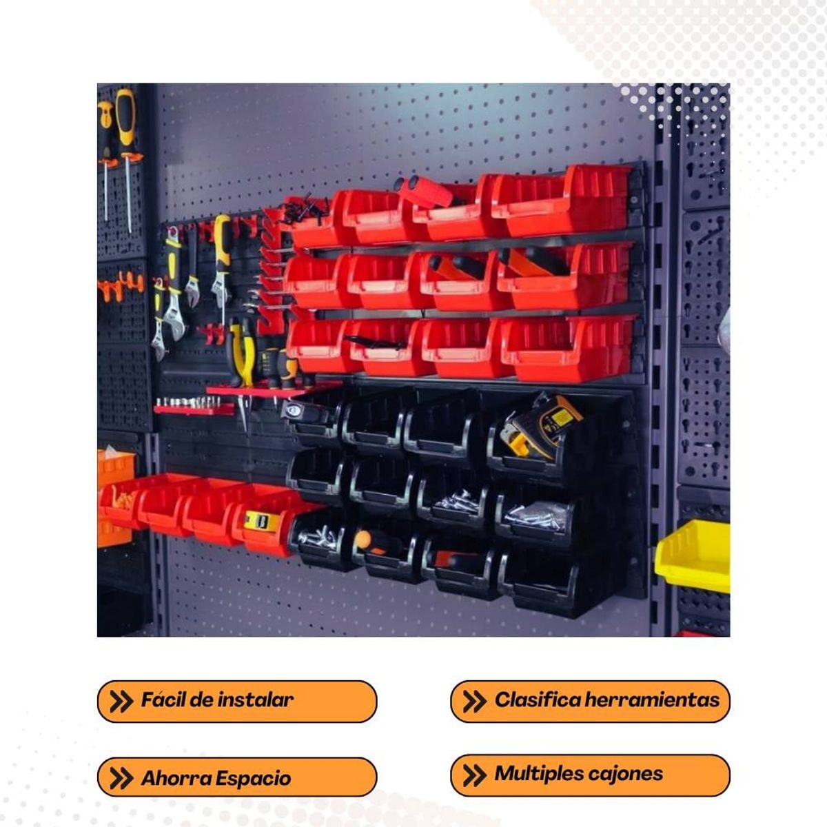 SHEEPBUSTER - Organizador de Herramientas de Pared Negro con Rojo