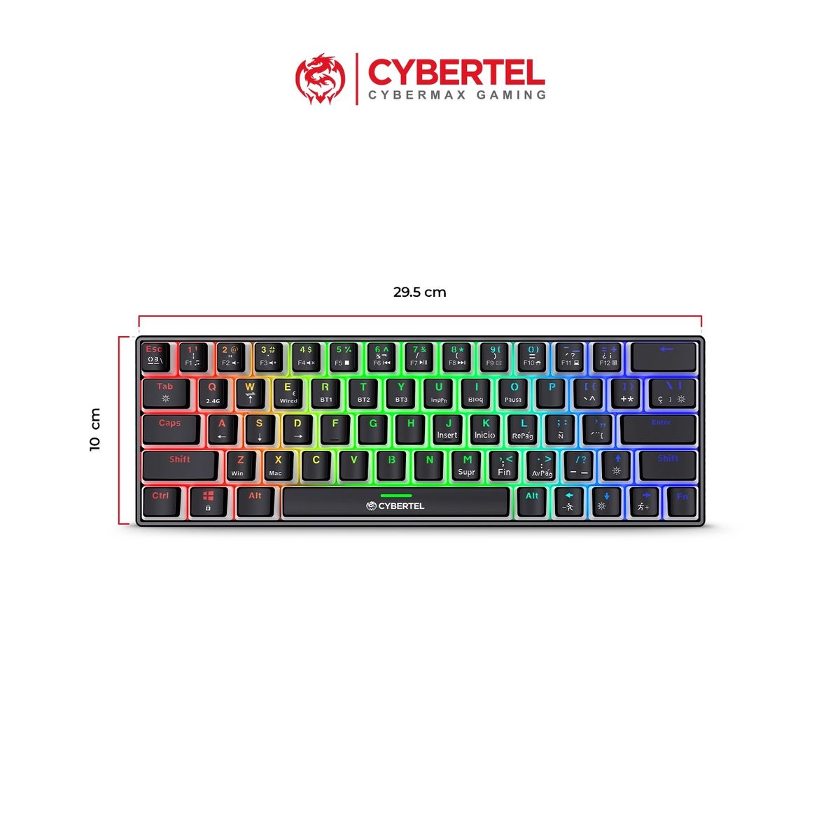 CYBERTEL - Teclado Gamer Mecánico Inalámbrico RGB Commander 3 - CBX K1013-3M