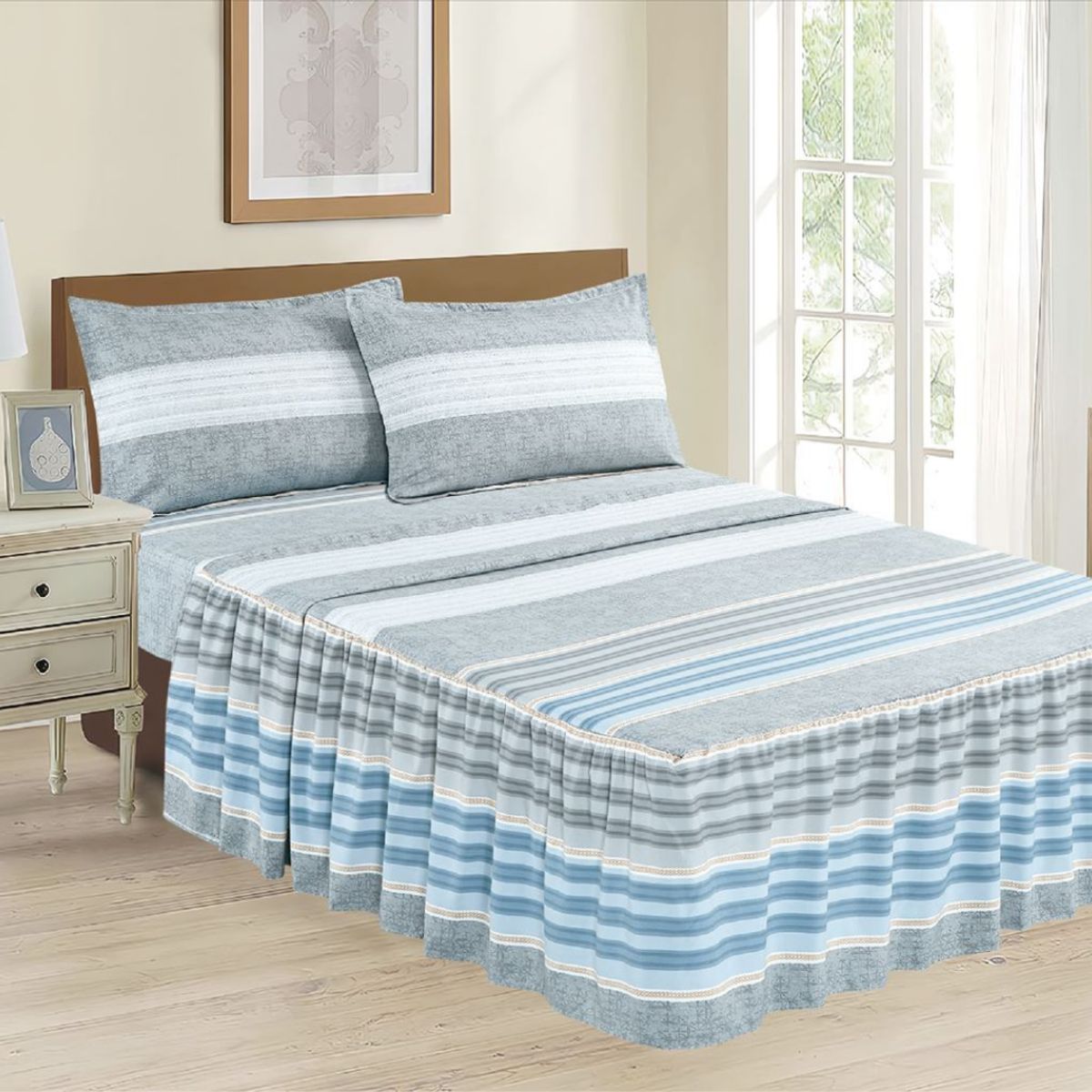 CASATEX - JUEGO DE SABANAS CON BLONDA CASATEX 2 PLAZAS