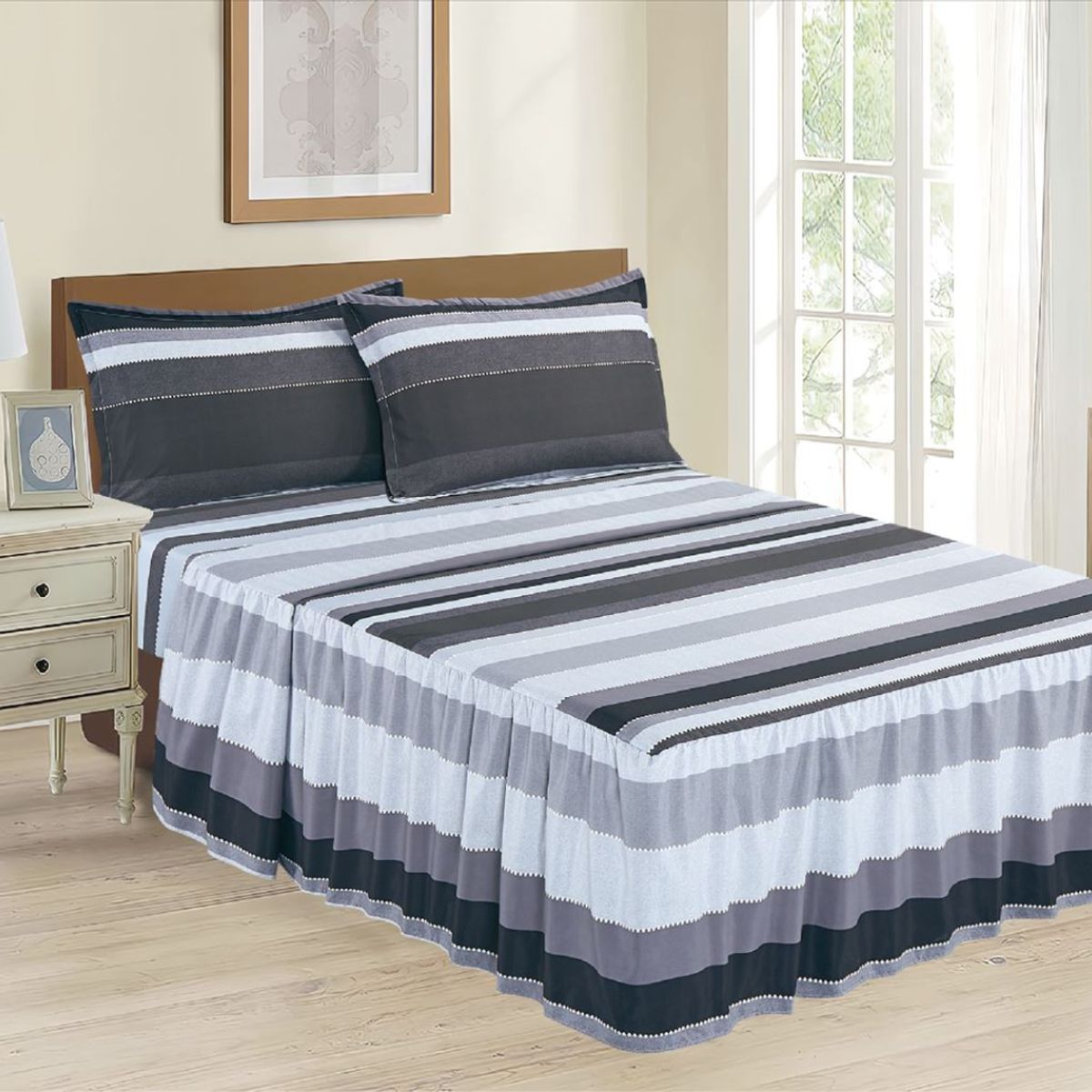 CASATEX - JUEGO DE SABANAS CON BLONDA CASATEX 2 PLAZAS