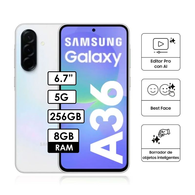 SAMSUNG - Celular Samsung Galaxy A36 5G 8GB RAM 256GB Blanco