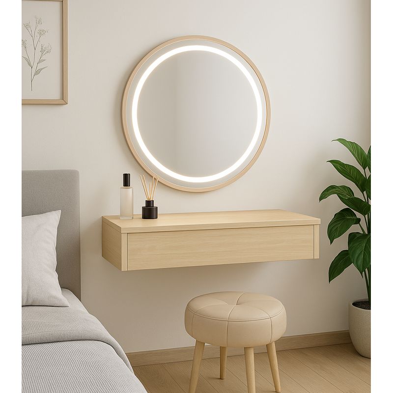 GENERICO - TOCADOR FLOTANTE en la pared moderno 1 cajon maquillaje - Color PANELA